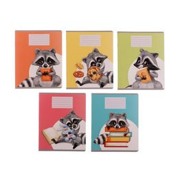 Цена за 20 шт. Тетрадь 18 листов в линию Calligrata «Еноты», обложка мелованный картон, ВД-лак, блок офсет, белизна 95%, МИКС