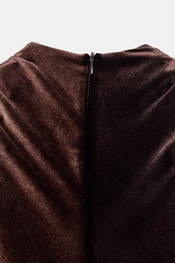 DRAPED VELVET MIDI DRESS - Zara фото 8
