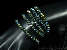 Бусы-браслет на резинке из циркона кукуруза гр.6мм зеленый хамелеон, 86см. Радуга камня  фото 39