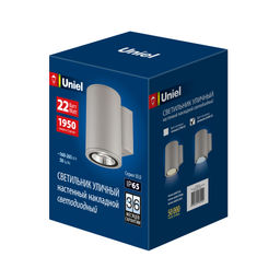 ULU-S21С-22W/6400K IP65 LIGHT GREY Светильник светодиодный уличный. Архитектурный накладной. Дневной свет (6400K). Корпус светло-серый. TM Uniel