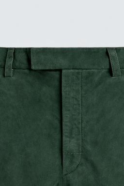 RELAXED FIT LEATHER SUEDE BERMUDA SHORTS - Zara фото 10