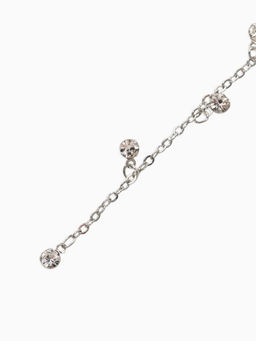 Цепочка со стразами 4 мм. L=100 см, мелкое плетение 2*1,8 мм, цвет серебро