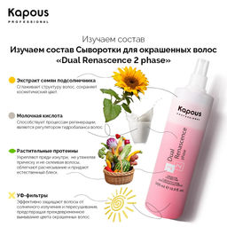Сыворотка-уход 200 мл Dual Renascense 2 phase для окрашенных волос Капус - Kapous professional фото 4
