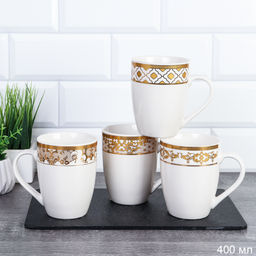 Кружка 400 мл Орнамент Белая / А3-907 /уп 72/ микс 4