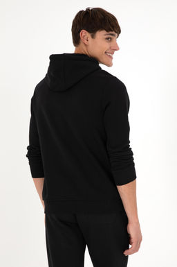 Erkek Kap__onlu Siyah Basic _ardonlu Sweatshirt