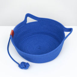 Экологичный лежак для животных (хлобчатобумажный), 35 х 35 х 12 см, вес до 5 кг, синий - Пижон фото 3