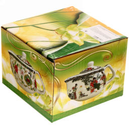 Чайник заварочный керамический 200мл с ситом "Китайские узоры" красный