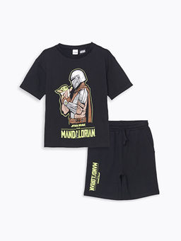 Star Wars Bask?l? Erkek ?ocuk Ti??rt ve ?ort 2li Tak?m