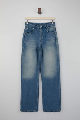 Mavi DOKUMLU Yuksek Bel %100 Pamuk Wide Leg Jeans TWOSS26JE00115