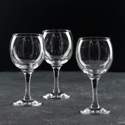 Бокалы для вина Bistro, 290 мл, стекло, прозрачные, набор 3 шт