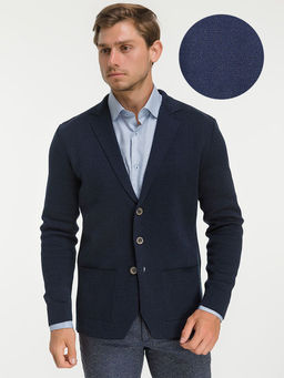 Кардиган мужской GREG G136Z-KF-зигзаг (синий/т.синий)