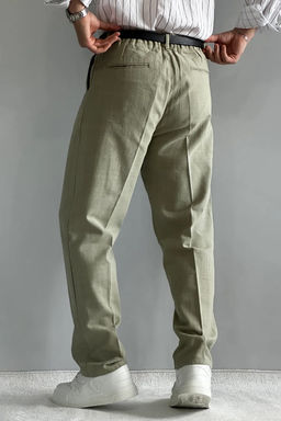 Ac?k Haki Keten Gorunumlu Erkek Pantolon TMNAW26PL00003