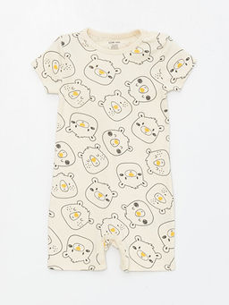 Bisiklet Yaka K?sa Kollu Bask?l? Erkek Bebek Tulum