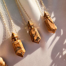 Кулон "Флакон" на цепочке из песочной Яшмы