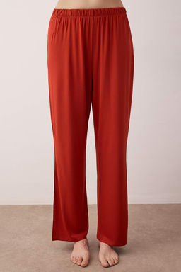 Kiremit Gomlek Yaka Cepli ve Y?rtmacl? Viskon Orme Pijama Tak?m? THMAW26PT00184 - Trendyolmilla фото 3