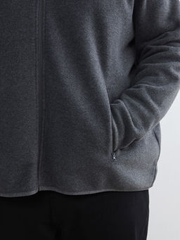 Standart Kal?p Dik Yaka Polar Erkek Fermuarl? Sweatshirt