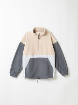 Олимпийка флисовая Колор блок Графит/Беж 7+ - Bungly фото 3