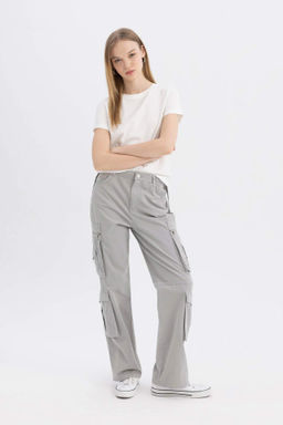 Coool Straight Fit Gabardin Pantolon Kargo Cepli - Defacto фото 2