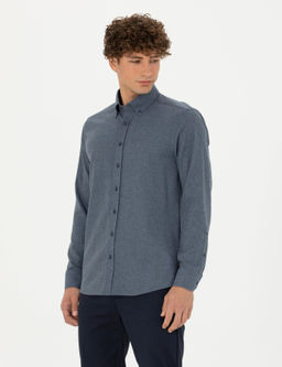 Рубашка Pierre Cardin Regular Fit темно-синяя с длинным рукавом
