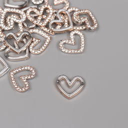 Декор для творчества пластик «Сердце со стразами», золото, набор 20 шт., 1.5×1.5×0.4 см
