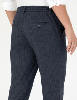 Lacivert Ekstra Slim Fit _izgili Kuma_ Pantolon