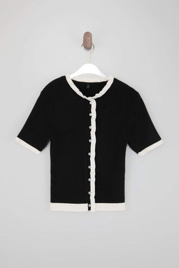 Siyah Renk Blok Detayl? Yumusak Dokulu Triko Ince Bluz TWOSS26BZ00166 - Trendyolmilla фото 5