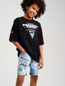 12311391 Шорты текстильные джинсовые для мальчиков, Голубой