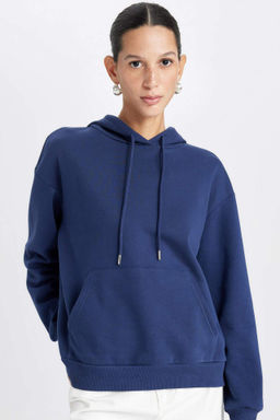Relax Fit Kapusonlu Kanguru Cepli Kal?n Basic Duz Sweatshirt - Defacto фото 5