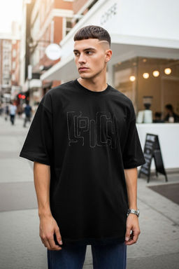 TRENDYOL MAN Siyah Regular/Normal Kesim Spicy Yaz? Nak?sl? %100 Pamuk T-Shirt TMNSS25TS00103