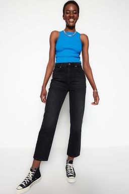 TRENDYOLMILLA Mavi Yuksek Bel Straight Jeans TWOSS23JE00089  фото 26