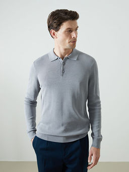 Polo Yaka Uzun Kollu Erkek Triko Kazak