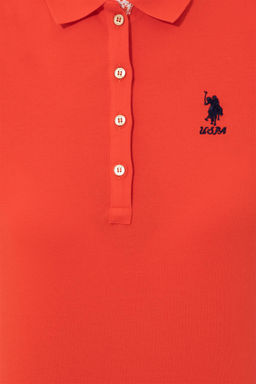 Женская красная футболка с воротником поло Basic - U.s. polo assn фото 12
