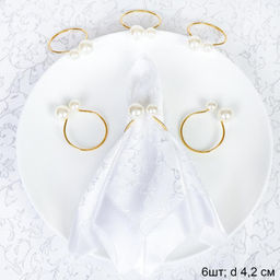 Кольца для салфеток 6 штук Бусины Золото / JG03 /уп 200/