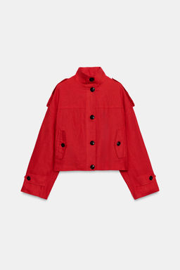 CHAQUETA CON LINO CUELLO SUBIDO / Rojo - Zara фото 8