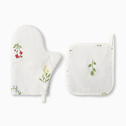 Набор кухонный Этель «Цветочек»: варежка 20×27 см, прихватка 19×19 см, саржа 190 г/м², 100% хлопок