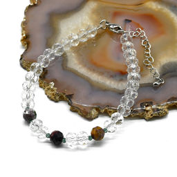 Браслет с яшмой из циркона рондель граненый 6*5мм, 18см