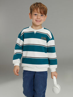 Bisiklet Yaka ?izgili Erkek ?ocuk Sweatshirt