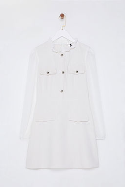 Ekru Duz K?sa / Mini Dokuma Elbise TWOAW25EL00257