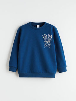 Bask?l? Erkek ?ocuk Sweatshirt 2li