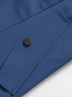 Парка женская софтшелл виндстоппер удлинённая с капюшоном синего цвета 9618_1S