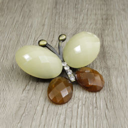 Брошь бежево-коричневая "Мотылек"