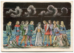 Открытка иллюстрация к произведению Г.Х. Андерсена Дикие лебеди художник В. Конашевич