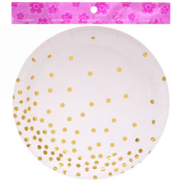 Цена за 6 шт. Тарелка бумажная 18 см в наборе 10 шт "Конфетти" белая