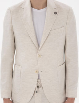 Ekru Slim Fit Keten Kar___ml_ Tak_m Elbise