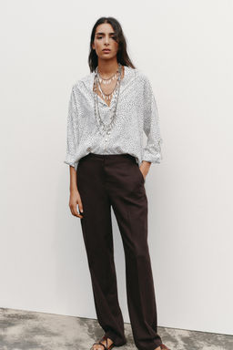 POLKA DOT ROLL-UP SLEEVE SHIRT