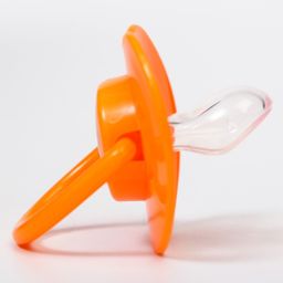 Пустышка силиконовая ортодонтическая с держателем и колпачком, от 0 мес., цвет оранжевый - Крошка я фото 2