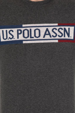 U. S. Polo Assn Мужской трикотаж антрацитового меланжевого цвета с круглым вырезом - U.s. polo assn фото 12