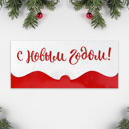 Цена за 10 шт. Конверт для денег фигурный С Новым годом, 17.5?8 см
