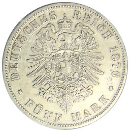 5 марок 1876 года В Германия (Пруссия)