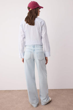 Ac?k Mavi Dusuk Bel Wide Leg/Genis Paca Jeans TWOAW26JE00001 - Trendyolmilla фото 4